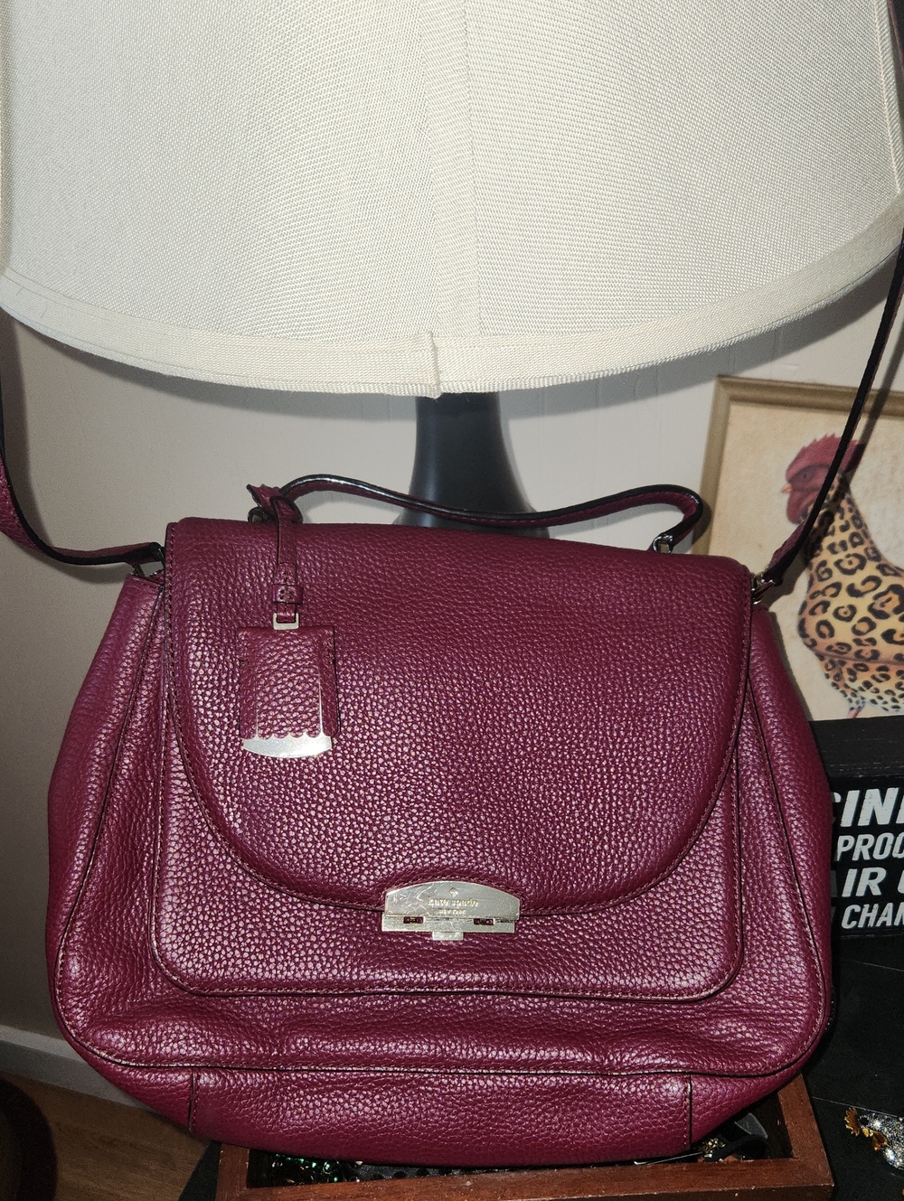 Kate Spade Pebbled Leather Satchel or Cross-body in Berry